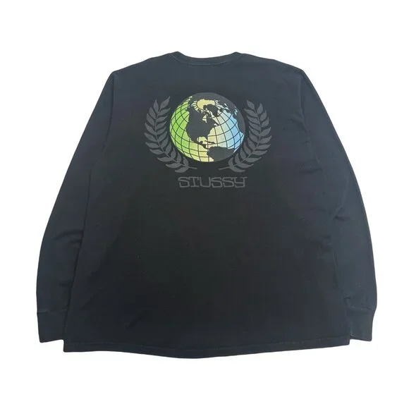 Stussy Globe Graphic Longsleeve Shirt L - Picture 2 of 5